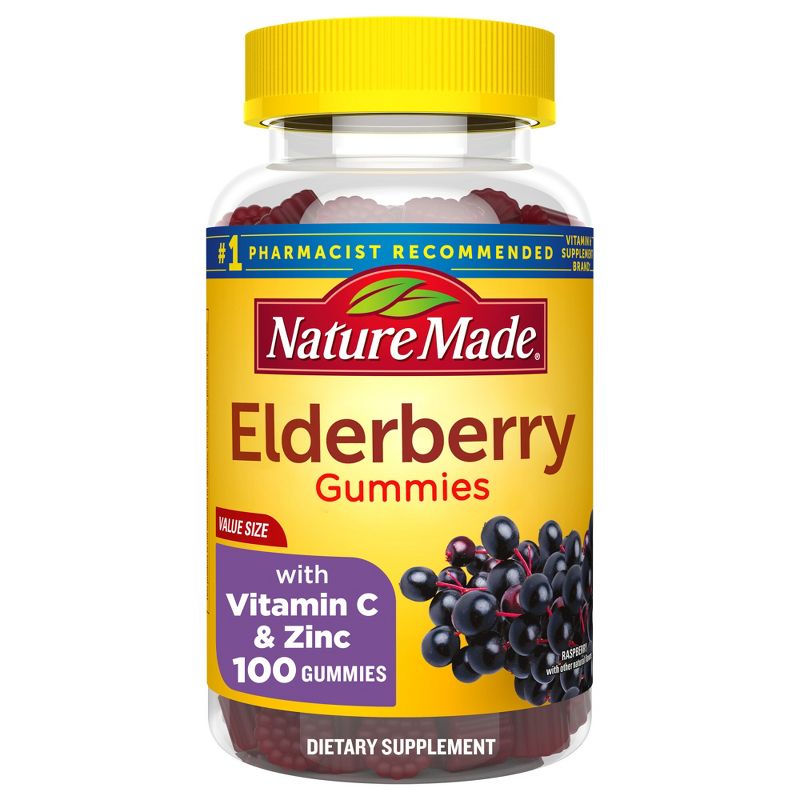 Nature Made Elderberry with Vitamin C and Zinc for Immune Support Gummies - Raspberry , 1 of 11