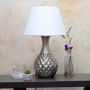 Juliet Ceramic Table Lamp with Fabric Shade Metallic Silver - Elegant Designs: Chic Lighting for Bedroom, Dorm - 1 of 4