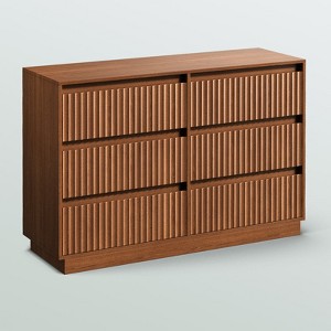 KOLIGEY 6-Drawer Dresser 47"W Double Dresser With Waveform Fluted Panel - 1 of 4