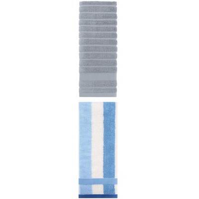 REGALWOVEN Pure Cotton Striped Decorative Hand Towel for Bathroom 14" x 30"/13" x 29" 2 Pcs