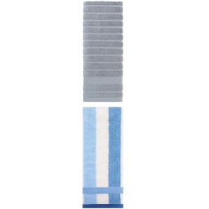 REGALWOVEN Pure Cotton Striped Decorative Hand Towel for Bathroom 14" x 30"/13" x 29" 2 Pcs - 1 of 4
