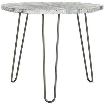 Mindy 35'' Round Gray Reclaimed Wood Mid-Century Dining Table