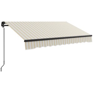 VisioGear Retractable Awning, 8'*6.5' Patio Awnings with Manual Crank Handle for Deck, Yard, Beige & White, 98.5"*78.75"*59" - 1 of 4