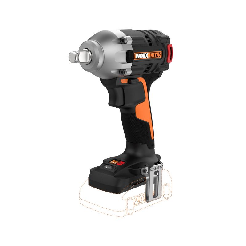 Worx Nitro WX272L.9 20V Power Share 1/2" Cordless Impact Wrench with Brushless Motor (Tool Only) Battery and Charger Not Included, 1 of 10