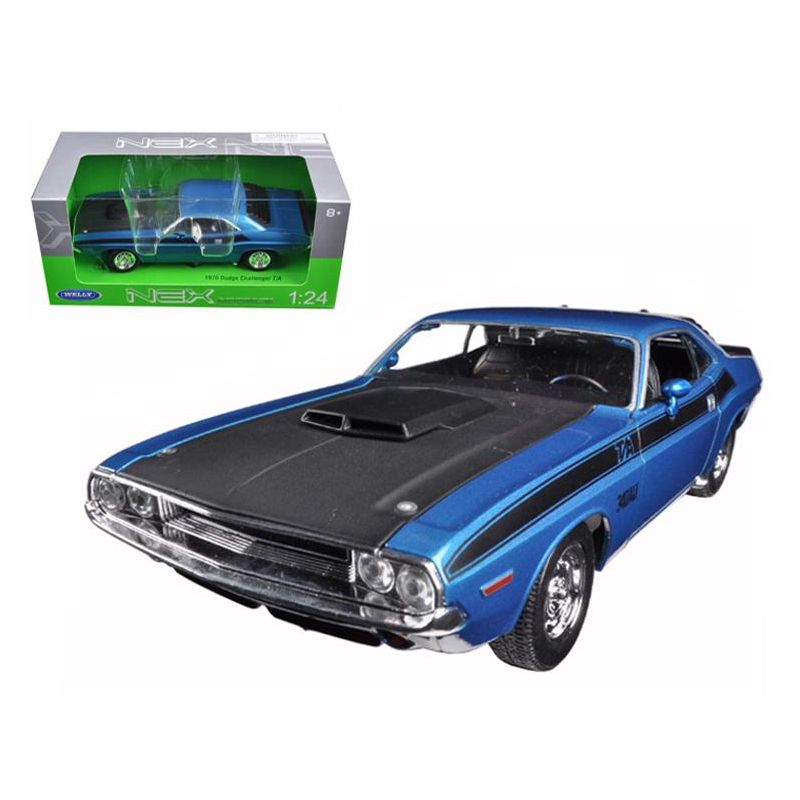 1970 Dodge Challenger T/A Blue Metallic with Black Hood and Black Stripes "NEX Models" 1/24 Diecast Model Car by Welly, 1 of 5