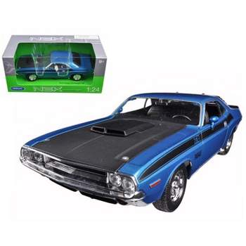 1970 Dodge Challenger T/A Blue Metallic with Black Hood and Black Stripes "NEX Models" 1/24 Diecast Model Car by Welly