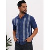 INSPIRE CHIC Men's Jacquard Short Sleeve Button Down Knitted Golf Polo Shirts - 4 of 4