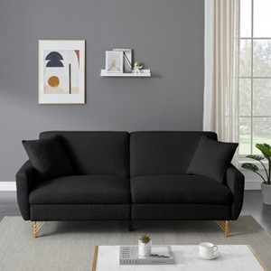 NicBex Couches for Living Room 74.41" Adjustable Loveseat Sofa Bed Soft Modern Teddy Upholstered 2-seater Sleeper Sofa Bed with 2 Throw Pillows - 1 of 4