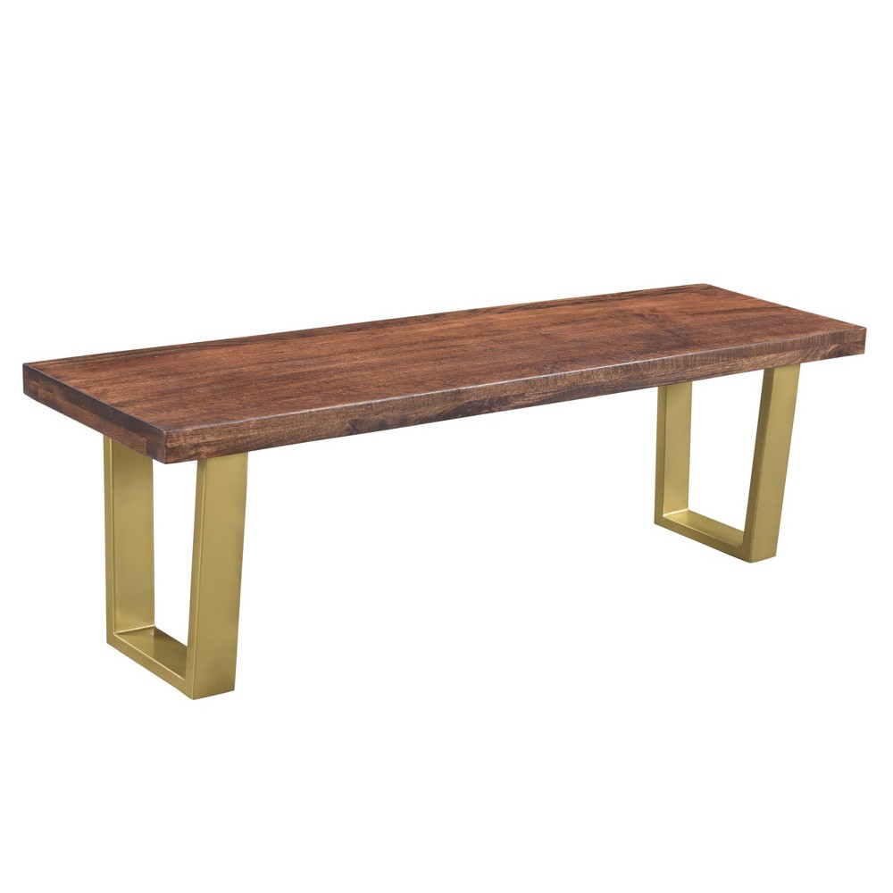 Photos - Pouffe / Bench Lark Mango Wood Dining Bench Gold/Brown - Timbergirl