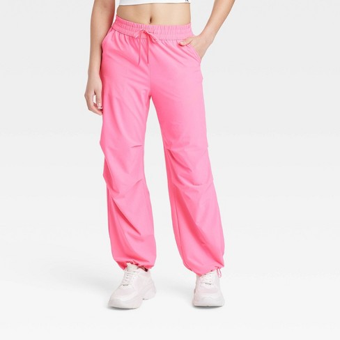 Women's Mid-Rise Parachute Pants - JoyLab™ Pink L