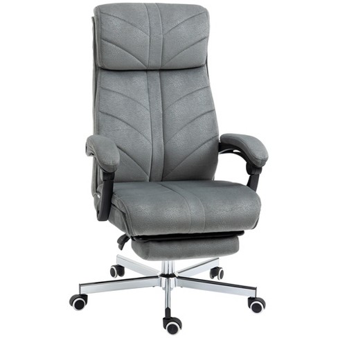 Executive Reclining Computer Desk Chair with Footrest, Headrest and Lumbar  Cushion Support Furniture, MR34 Grey Fabric