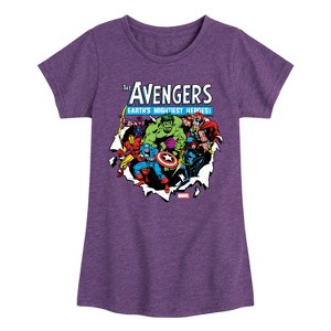 Girls' - Marvel - Avengers Paper Rip Fitted Short Sleeve Graphic T-Shirt - 1 of 4