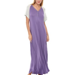 ADR Women's Nightshirt, Knit Short Sleeve Nightgown with Pockets, Lightweight Sleep Shirt, Long Sleeve - 1 of 4