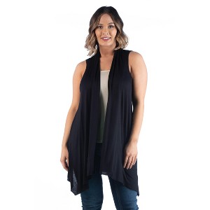 Plus Asymmetric Open Front Cardigan - 24seven Comfort Apparel™ - 1 of 3