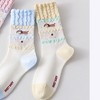 Anna-Kaci Women's 2-Pair Ruffle Cuff Crew Socks with Knit Fabric Playful Character Pattern and Stretch Fit - 3 of 4