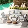 COWLOWN 4 Piece Gray All Weather Outdoor Sectional Patio Conversation Set with Grey Frame and Khaki Cushions, Ideal for Deck and Lawn - 3 of 4