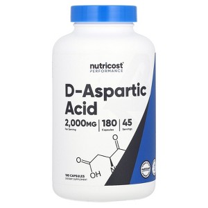 Nutricost Performance, D-Aspartic Acid, 2,000 mg , 180 Capsules (500 mg per Capsule) - 1 of 2