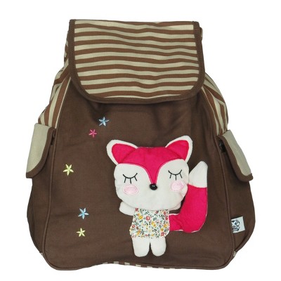 Slickblue Cute Fox Fabric Art Backpack, Machine Washable, Outdoor Daypack, Soft Carry, Canvas, 15x14x7in