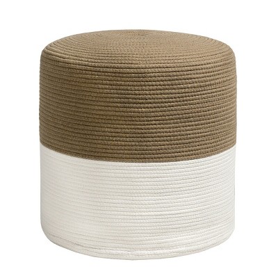Costway Pouf Ottoman Braided Foot Rest Stool Decorative Comfortable Seat Natural/White
