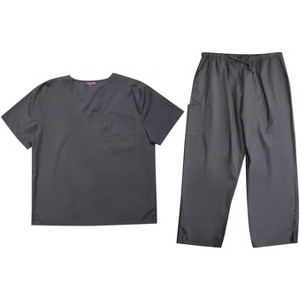 Tropi Mens Scrub Sets - Four Pocket Medical Scrubs Uniform (V-Neck with Cargo Pant) - 1 of 3