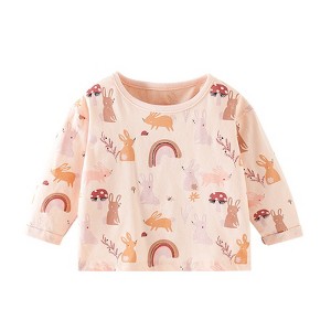 MyKids-USA Baby Girl Cartoon Bunny Print Pattern Soft Cotton Comfortable Shirt - 1 of 4