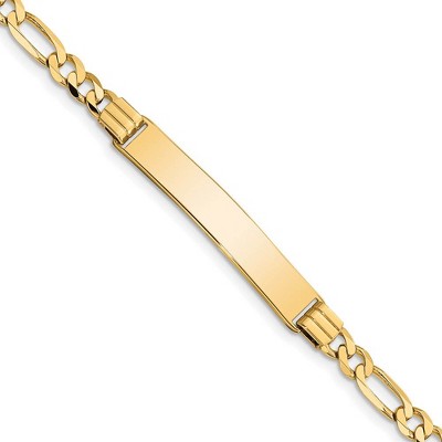 Black Bow Jewelry Ladies 14k Yellow Gold Solid Figaro I.D. Bracelet, 7 Inch