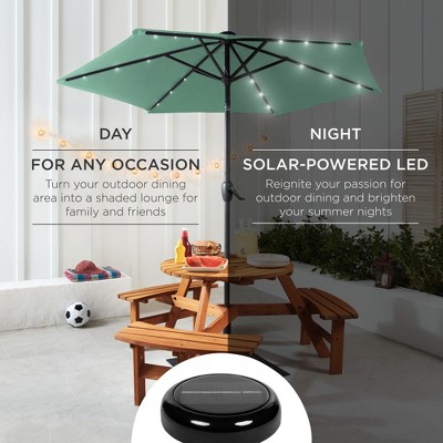 Seaglass 7.5ft Outdoor Solar Patio Umbrella with LED Lights and Steel Pole