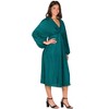 24seven Comfort Apparel Shimmer Pleated V Neck Empire Waist Bishop Sleeve Midi Dress - 2 of 4