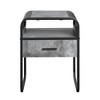 18" Modern End Table with Faux Concrete Top, Metal Frame, Drawer and Shelf Storage for Luxury Living Room - 3 of 4