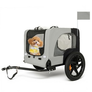 Racxily Outdoor Heavy Duty Collapsible Pet Bike Trailer with Wheels & Universal Hitch Foldable Dog/Cargo Carrier Cart for Bicycles - 1 of 4
