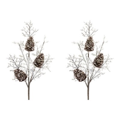 Iced Pinecone Twig Branch (Set of 2)