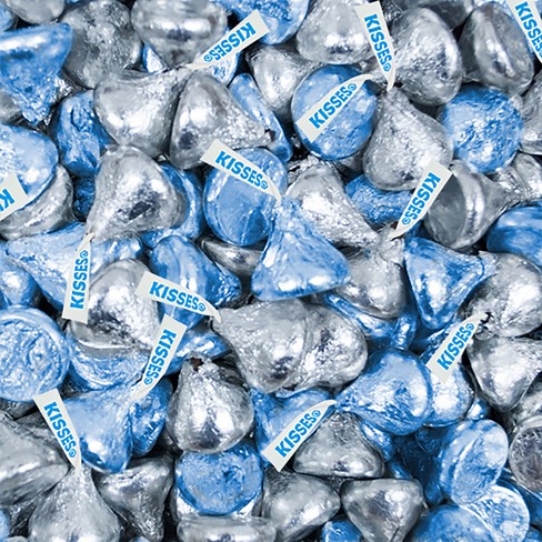 165 Pcs Light Blue & Silver Candy Hershey's Kisses Milk Chocolates : Target