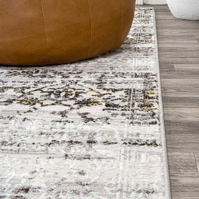 Ivory and Black Striped Synthetic 3' x 5' Area Rug