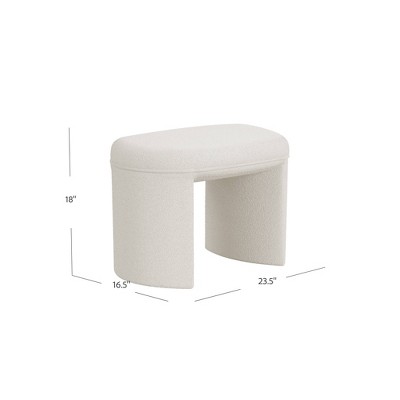 Cream Boucle Upholstered Rectangular Ottoman Foot Rest