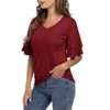 Coolmee Women's Blouses Ruffle Sleeve T Shirts V Neck Double Tiered Bell Sleeve Top - 4 of 4