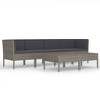 6 Piece Patio Lounge Set with Cushions Poly Rattan Gray vidaXL - 2 of 4