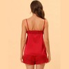 Allegra K Women's 2 Packs Satin Lace Trim Cami Tops with Shorts Lounge Pajama Set - 4 of 4