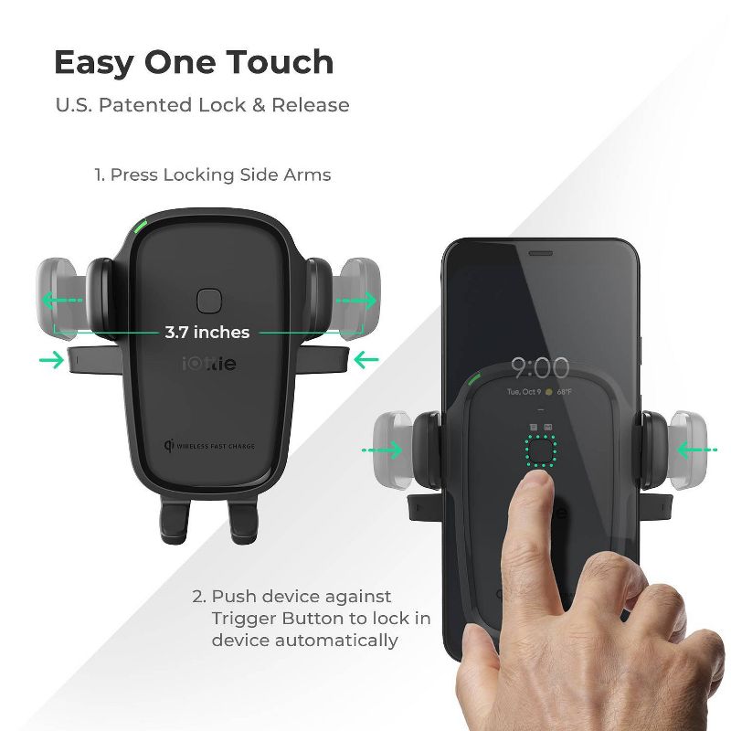 iOttie Easy One Touch Wireless 2 Car &#38; Desk Mount with 10W Qi Wireless Charging Mount - Black, 5 of 11