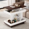 VYNXARIA Adjustable End Table with Wheels, Modern Multifunctional Sofa Side Table with Lift-Top£¬Brown+White - 3 of 4