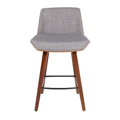 Chic Corazza 20.75" Walnut and Light Grey Mid-Century Modern Counter Stool