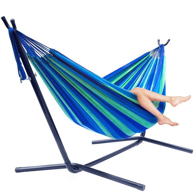Sorbus Double Hammock With Steel Stand - Portable Carrying Case Included Tropical, 1 of 7