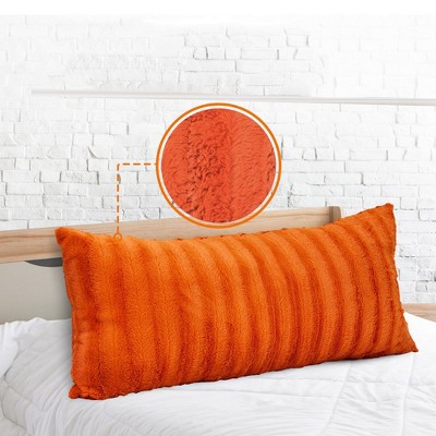 Rust Faux Fur 18" x 40" Decorative Body Pillow