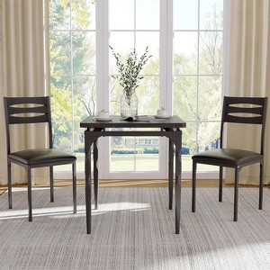 Dining Table Set for 2, 3 Piece Dining Table and Chairs Set of 2, Dining Table Set with Spiral Table Legs for Small Spaces, Kitchen, Apartment, Black - 1 of 4