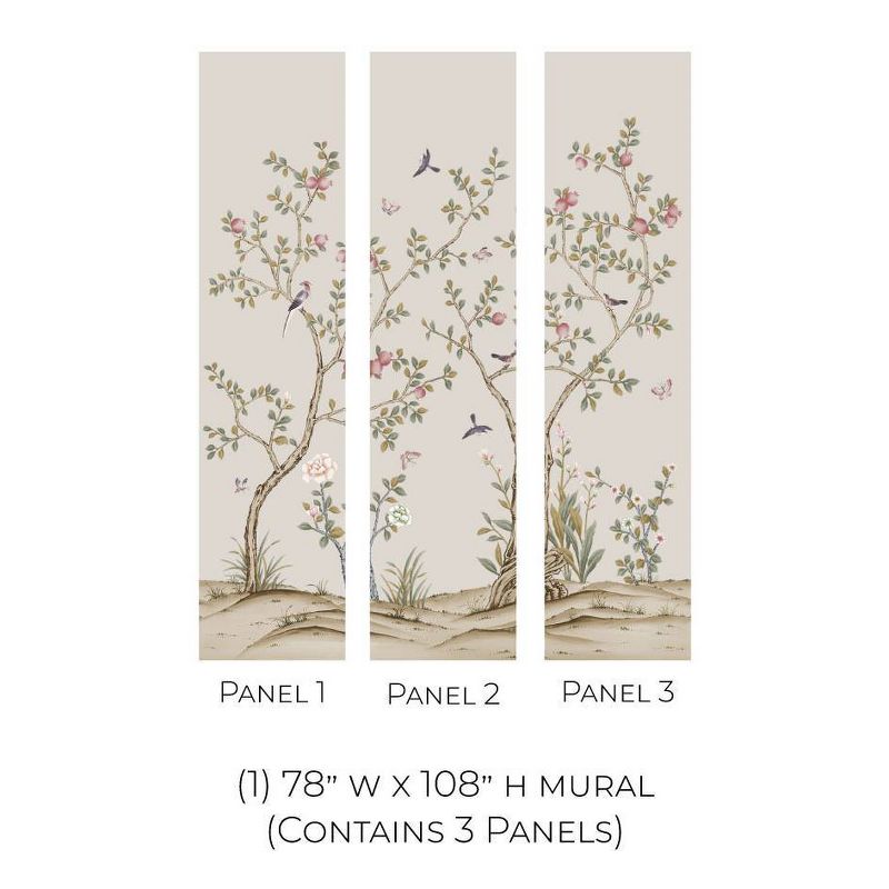 Tempaper &#38; Co. 108&#34;x78&#34; Chinoiserie Pomegranate Sand Removable Peel and Stick Vinyl Wall Mural, 5 of 6