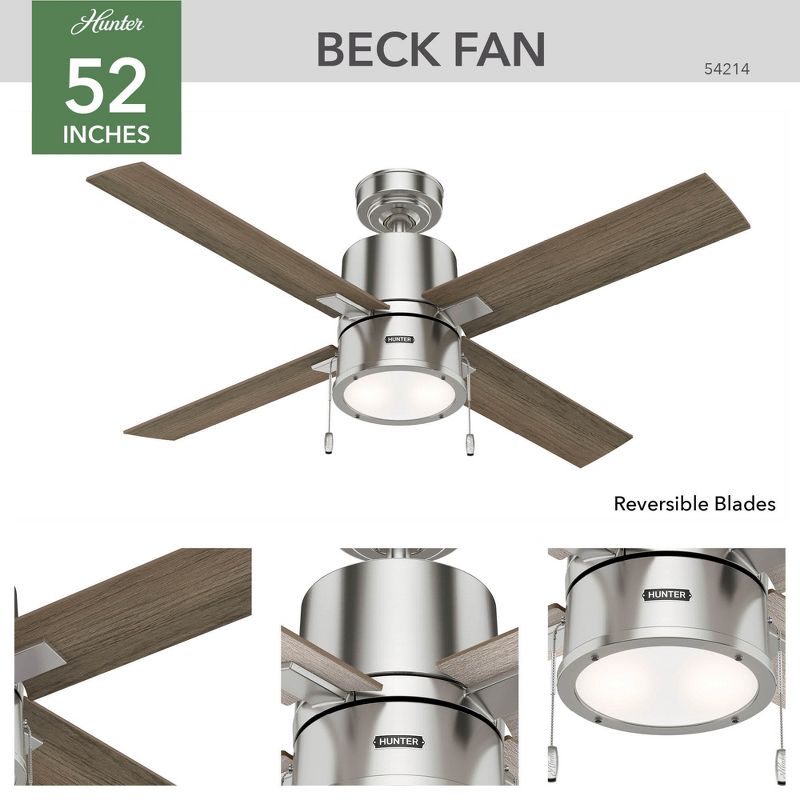 52" Beck Ceiling Fan (Includes LED Light Bulb) - Hunter Fan, 3 of 12