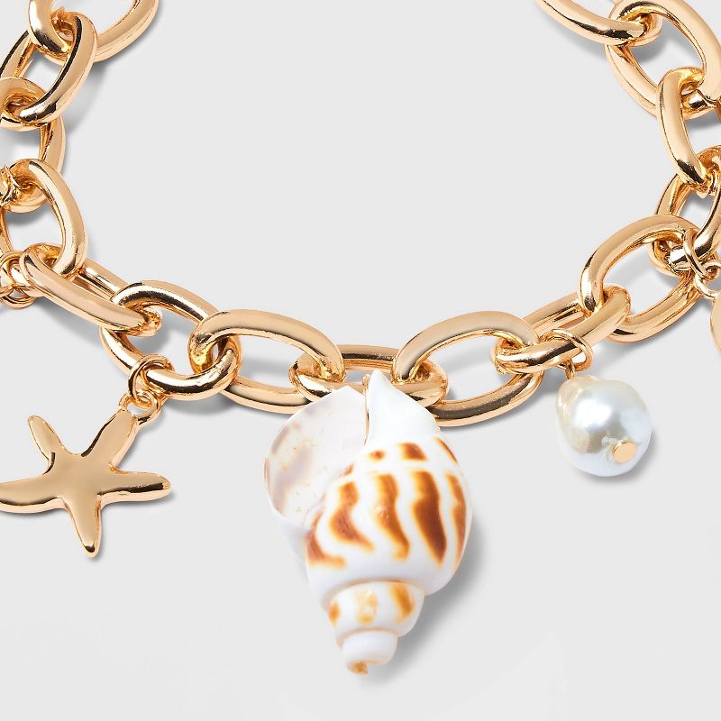 Pearl Seaside Shell Charm Bracelet - A New Day&#8482; Gold, 5 of 6