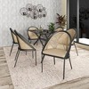 LeisureMod Dining Chair with Vinyl Fabric Seat and Wicker Backrest in Black Stainless Steel Urbane Collection - 3 of 4