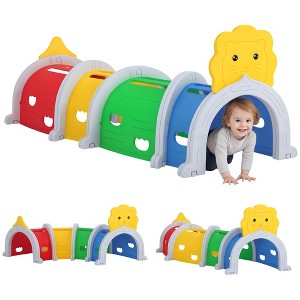 Qaba Kids Play Tunnel for Children 3-6 Years to Crawl and Climb, Lion Design Toddler / Baby Tunnel, Kids Playground for Indoor & Outdoor, Multicolored - 1 of 4