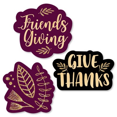 Big Dot of Happiness Elegant Thankful for Friends - Shaped Friendsgiving Thanksgiving Party Cut-Outs - 24 Count