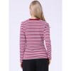INSPIRE CHIC Women's Striped Long Sleeve Crew Neck Slim Fit Color Block T-Shirts - 3 of 4